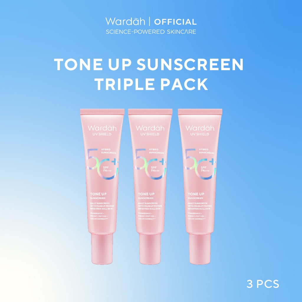 [TRIPLE PACK] Wardah UV Shield Sunscreen SPF 35 SPF 50 Airy Smooth Essential Gel Acne Calming Aqua Fresh Tone Up Physical - Skincare