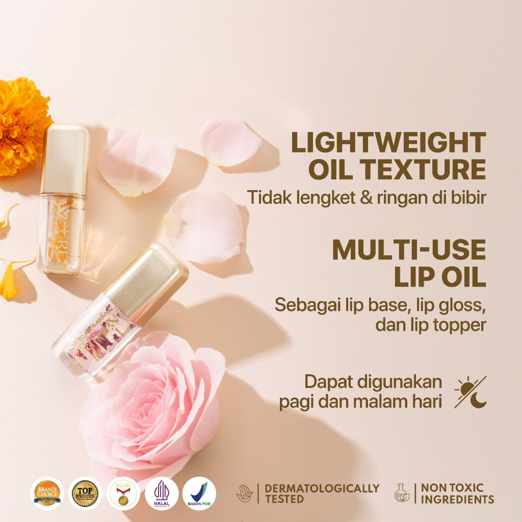 ROSE PINK - NPURE Power Glow Lip Oil/ Lip Gloss / Lip Base / Lip Topper / Pelembab Bibir
