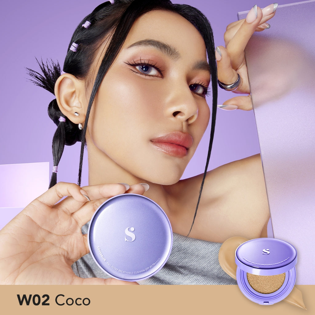 SOMETHINC [2 PCS] CoverBlur Pro Filter Breathable Cushion SPF 40 PA++++ x Forever Stay Comfort Lip Glaze