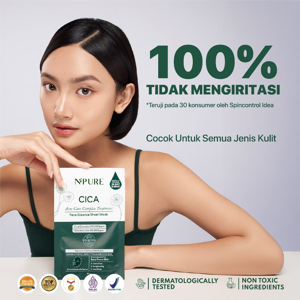 SHEET MASK - NPURE Sheet Mask Cica / Anti Acne Sheet Mask / Masker Wajah Anti Jerawat