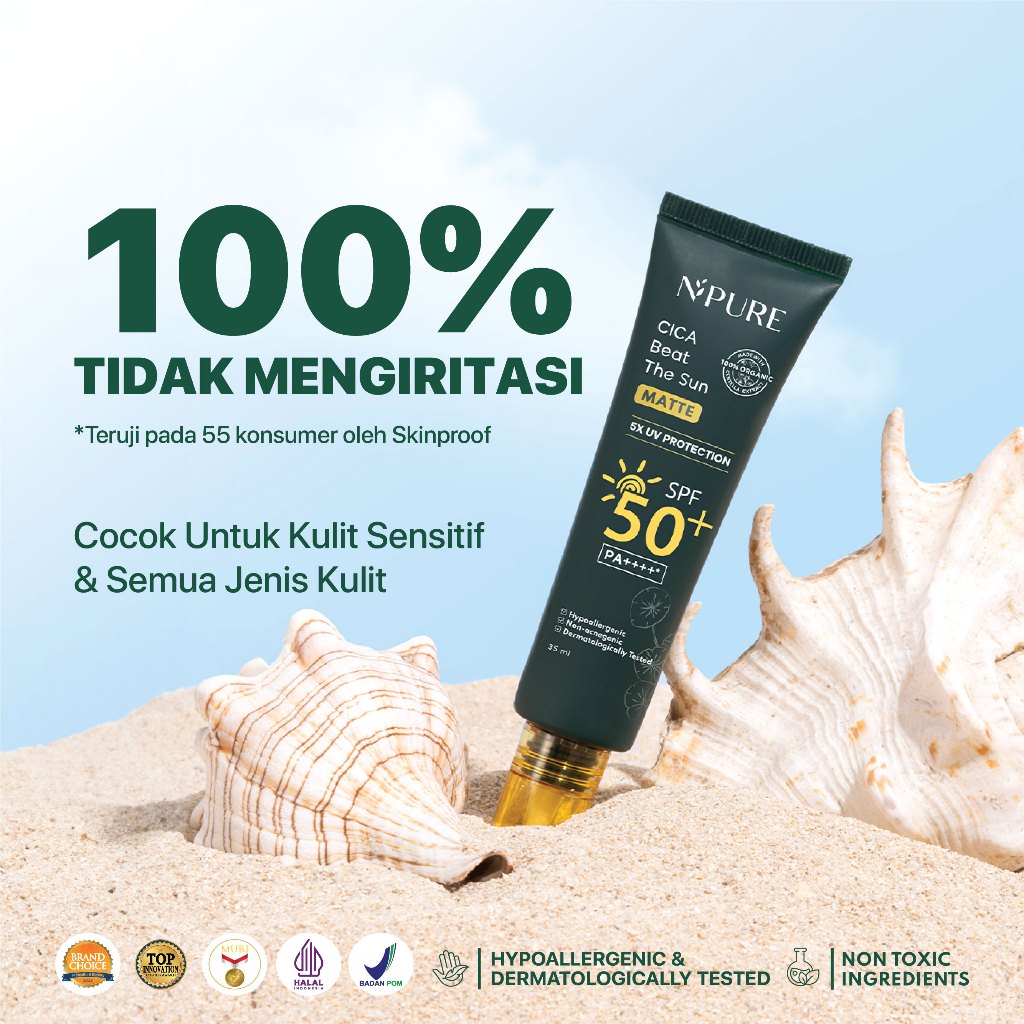 TWINPACK SUNSCREEN - NPURE Bundling Twin Pack  Cica Beat The Sun Matte SPF 50+ PA++++/ REAL SPF / NO WHITECAST / Sunscreen Jerawat