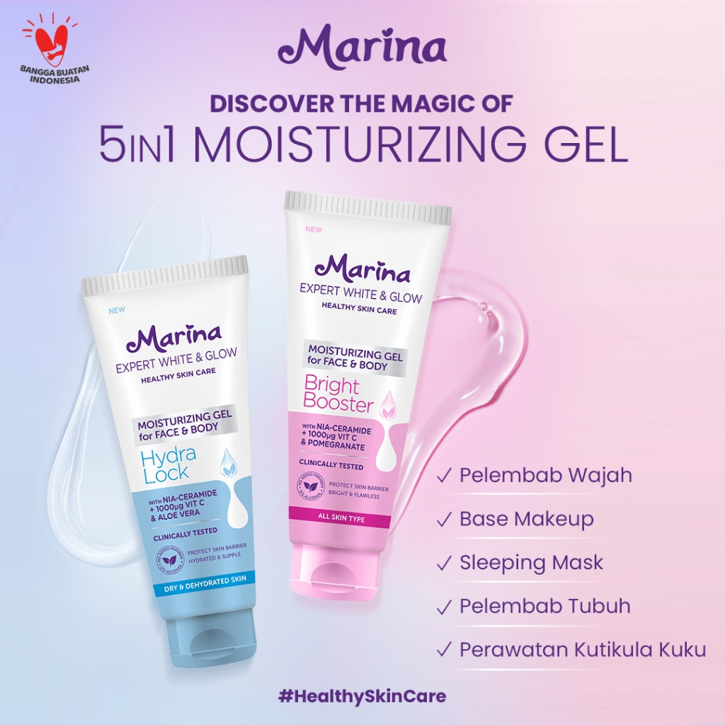 Marina Expert White & Glow Pelembap Gel Hydra Lock 170 ml [2 pcs] - Exp : 06.2027