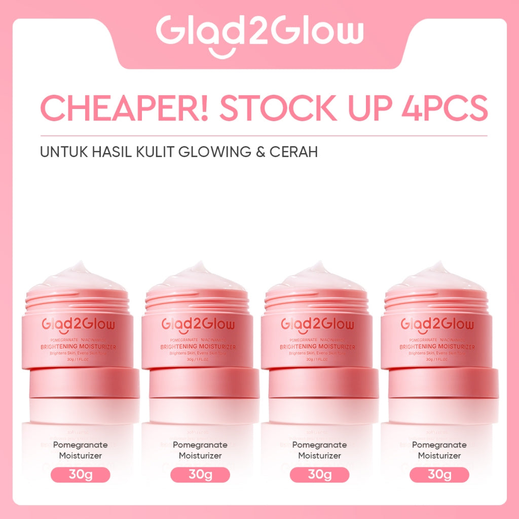 Glad2Glow Pomegranate Niacinamide Brightening Moisturizer Mencerahkan Pemutih Kulit Gel Pelembab Bercahaya Krim Siang dan Malam Perawatan Kulit Ekstrak Delima Asam Lemak Asam Delima Pelembab Esensi Wajah Perawatan Kulit  Pembersih  g2glow official store