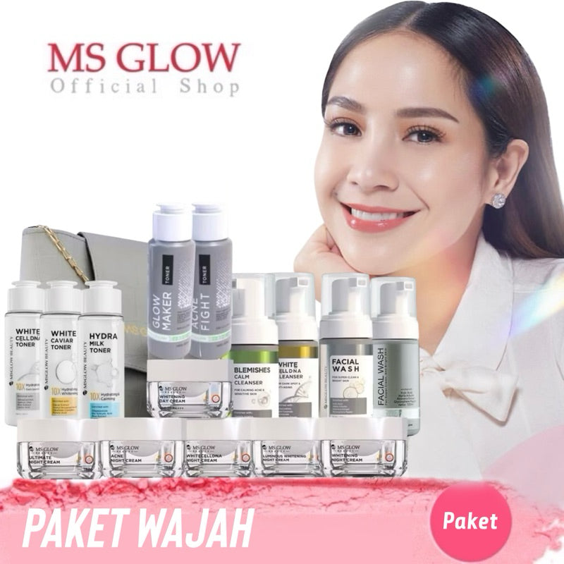 MS GLOW PAKET WAJAH  bonus produk & pouch