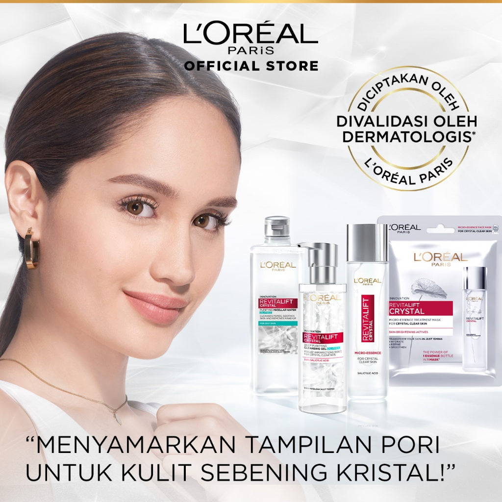 L'Oreal Paris Revitalift Crystal Micro-Essence Serum Water Skincare 130ML - Mencerahkan da Mengencangkan Kulit  Kulit kusam, Garis halus, Kerutan wajah, skin barrier   Anti aging skincare, brightening serum, anti aging serum