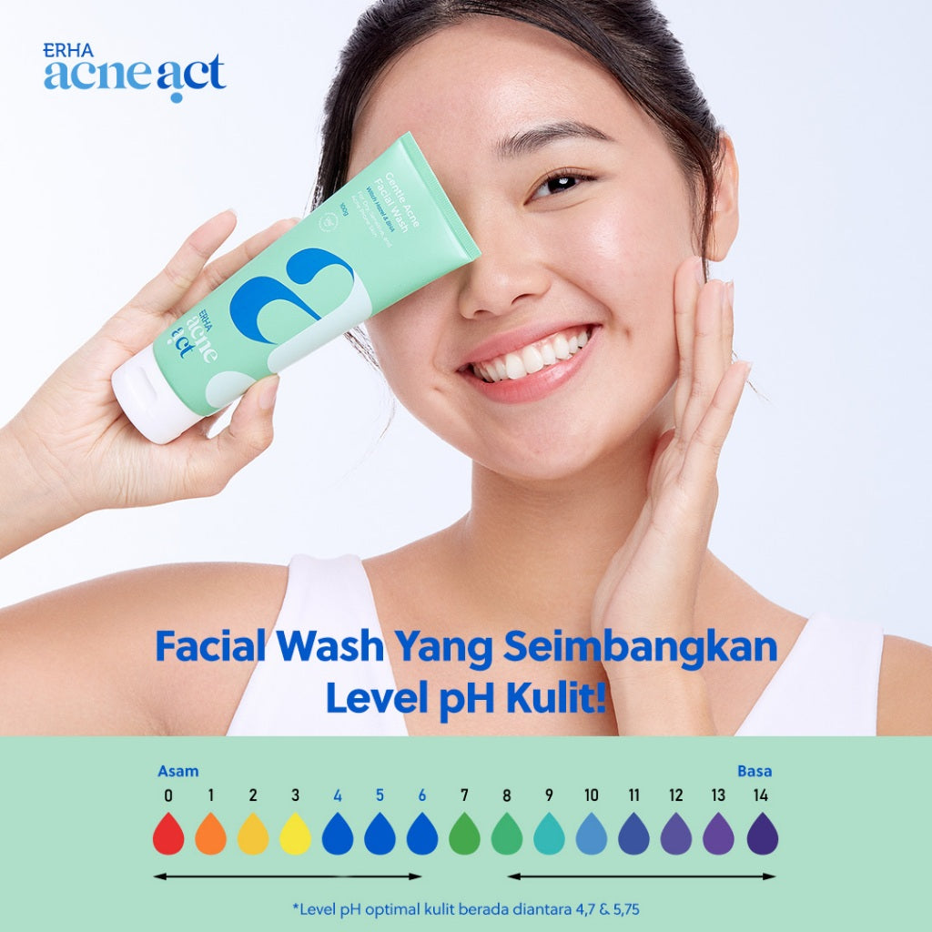 ERHA Acneact Low Ph Gentle Facial Wash 100g - Sabun Wajah Jerawat Kulit Sensitif  Ph Balance Low ph