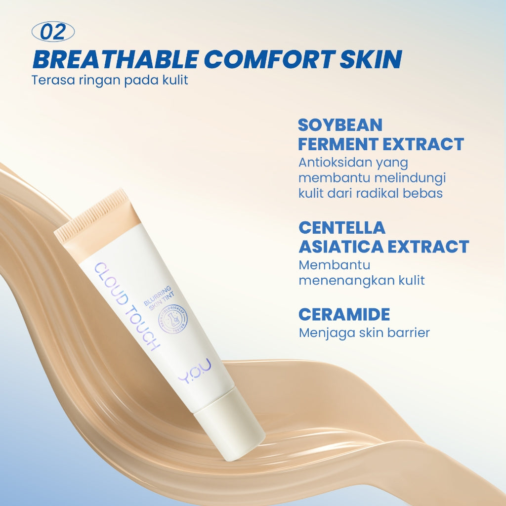 Travel Size YOU Cloud Touch Blurring Skin Tint 10 ml | Liquid Foundation | Natural Matte Finish | Skin Tint Sunscreen | Makeup Travel Size