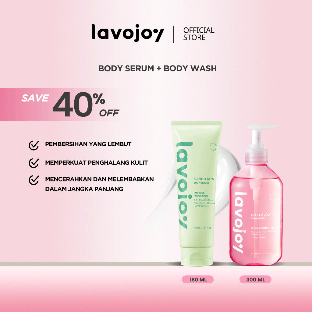 Lavojoy 2in1 Bundle Body Wash All Variants 300ml + Body Serum All Variants180ml | Sabun Mandi Cair Untuk Mencerahkan Dan Melembabkan Kulit | Body Serum Untuk Mencerahkan Dan Melembabkan Kulit