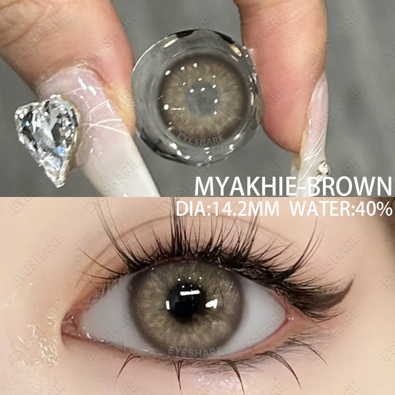 softlens minus: (0~-6.00) lensa kontak coklat muda super natural Yearly Use 14.2mm contact lenses