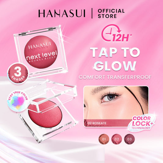 Hanasui Next Level Bouncy Blush - Super Bouncy Blush Long Lasting Blendable Easy To Use Powder Blush Bounce And Blush Kekinian