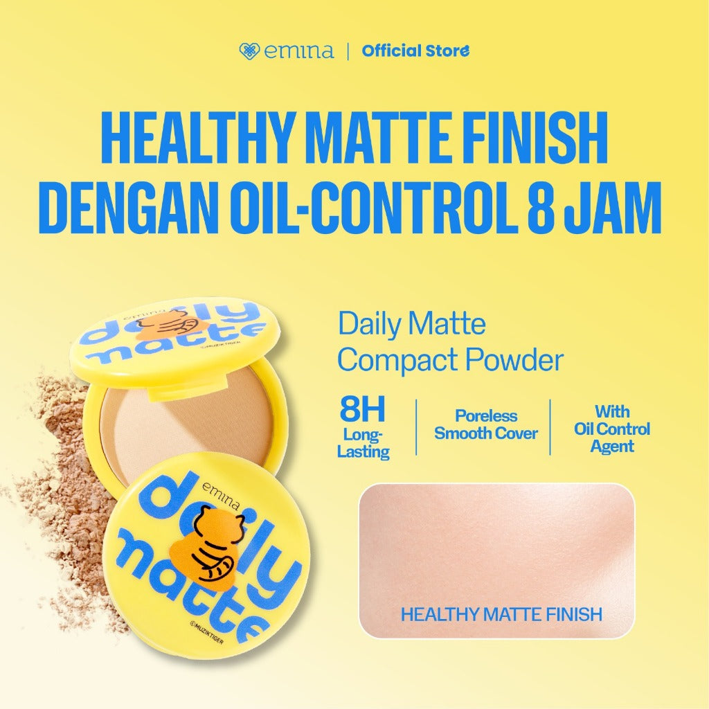 [SPECIAL 11.11] Emina Daily Matte Compact Powder x Muzik Tigerr 11 g - Bedak Padat Matte Finish & Oil Control Tahan Sampai 8 Jam