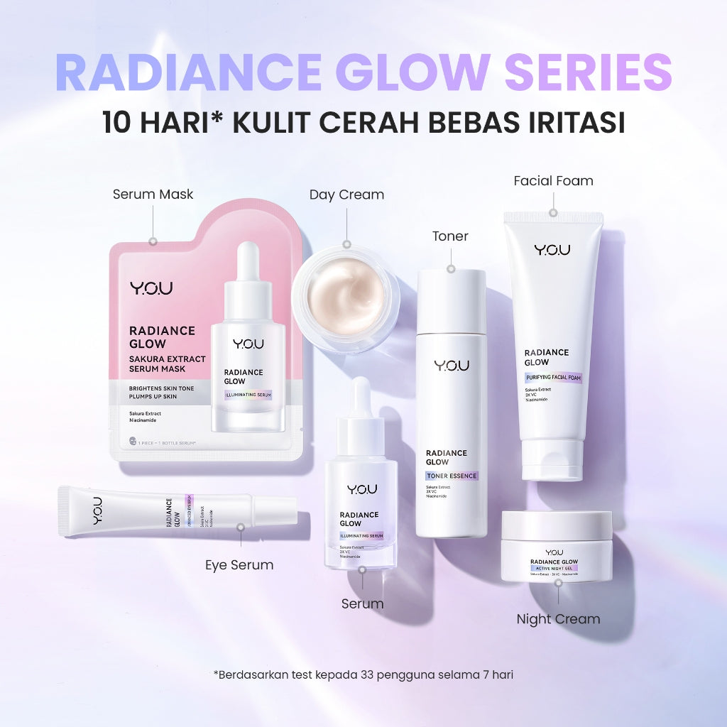 YOU Radiance Glow Sakura Extract Serum Mask Serum Pencerah Sheet Mask Brightening Atasi Kulit Kusam Berminyak dan Sensitif