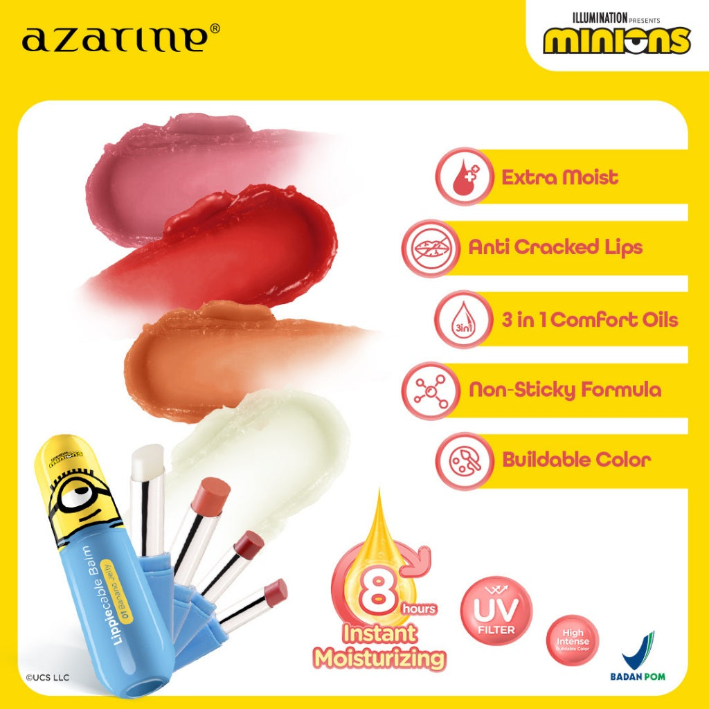 Azarine Tinted Lippiecable Balm Series 3.5g Lip Balm Moisturizing Long Lasting Extra Lightweight with UV Filter