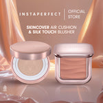 Instaperfect Base & Blush Daily Set- Skincover Air Cushion & Silk Touch Radiance Blusher- Bundle Make Up Semi Matte Finish Full Coverage