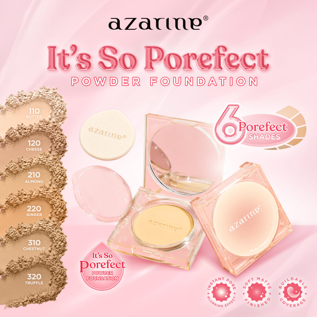 Azarine It's So Porefect! Powder Foundation [8 gr] Bedak Padat Two Way Cake Buildable Coverage with Instant Pore Blurring Effect TWC