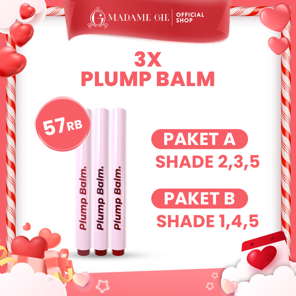 [BUNDLE ISI 3PCS] Madame Gie Plump Balm - Lip Gloss Moisturizing Long Lasting