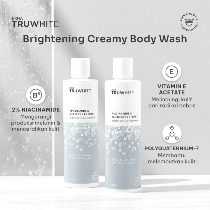 ERHA Truwhite Niacinamide & Mulberry Extract Brightening Creamy Body Wash - Sabun Pencerah Badan