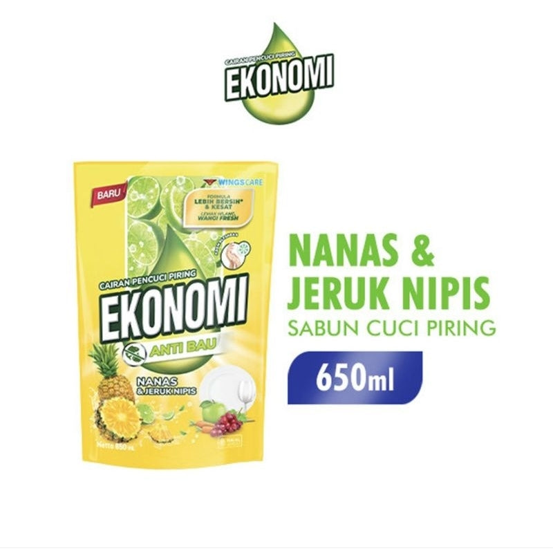 Ekonomi Sabun Cuci Piring Nanas & Jeruk Nipis Anti Bau Refill 650 ml