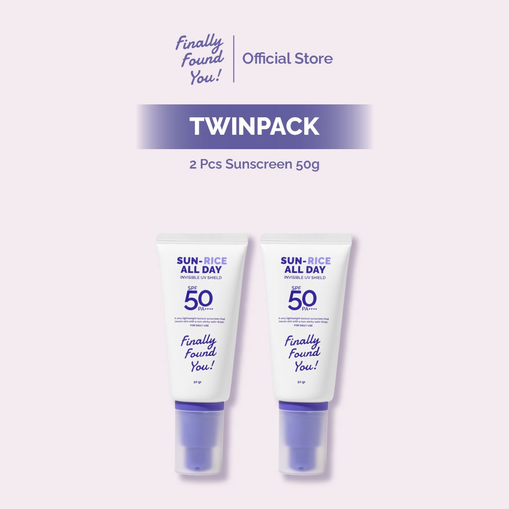 Finally Found You! SUN-RICE ALL DAY Invisible UV Shield SPF 50 PA++++ 50ml - Sunscreen Wajah untuk Semua Jenis Kulit, Melindungi dari Sinar UVA UVB, Mencerahkan Wajah dan Memberikan Hasil Glass Skin