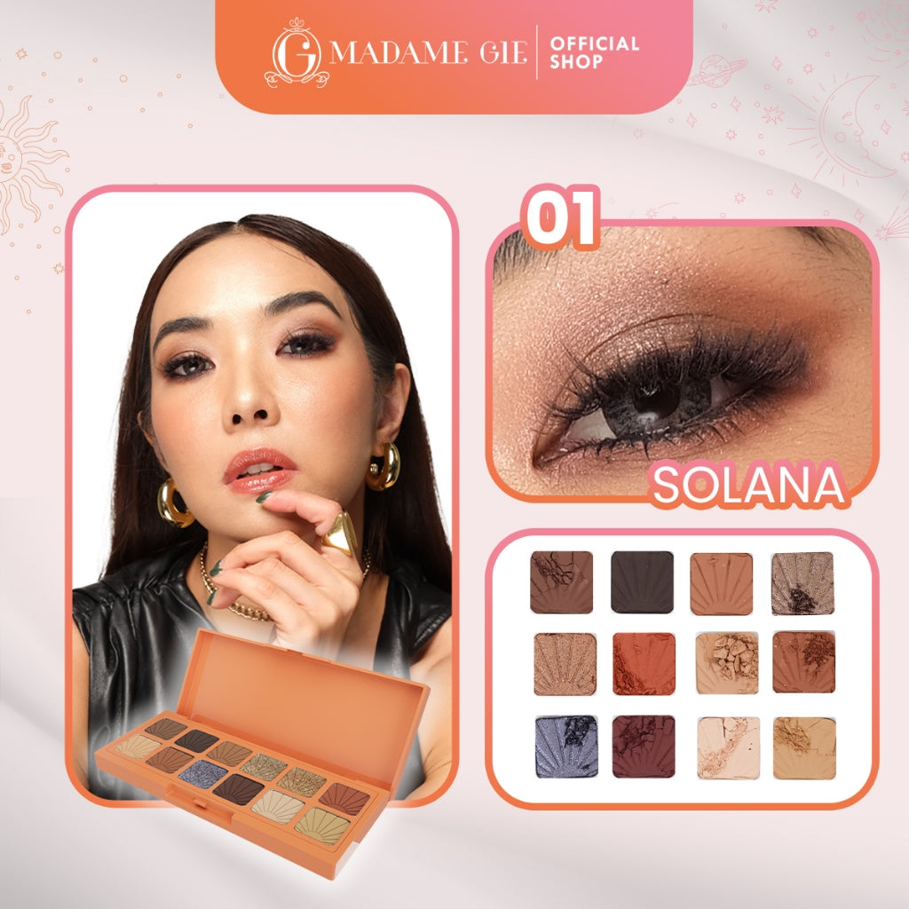 [GRATIS MICELLAR WATER] Madame Gie CloudGaze Eyeshadow Palette 12 Warna – Makeup Eyeshadow | No Fall Out Formula | Pigmented & Tahan Lama | Blendable