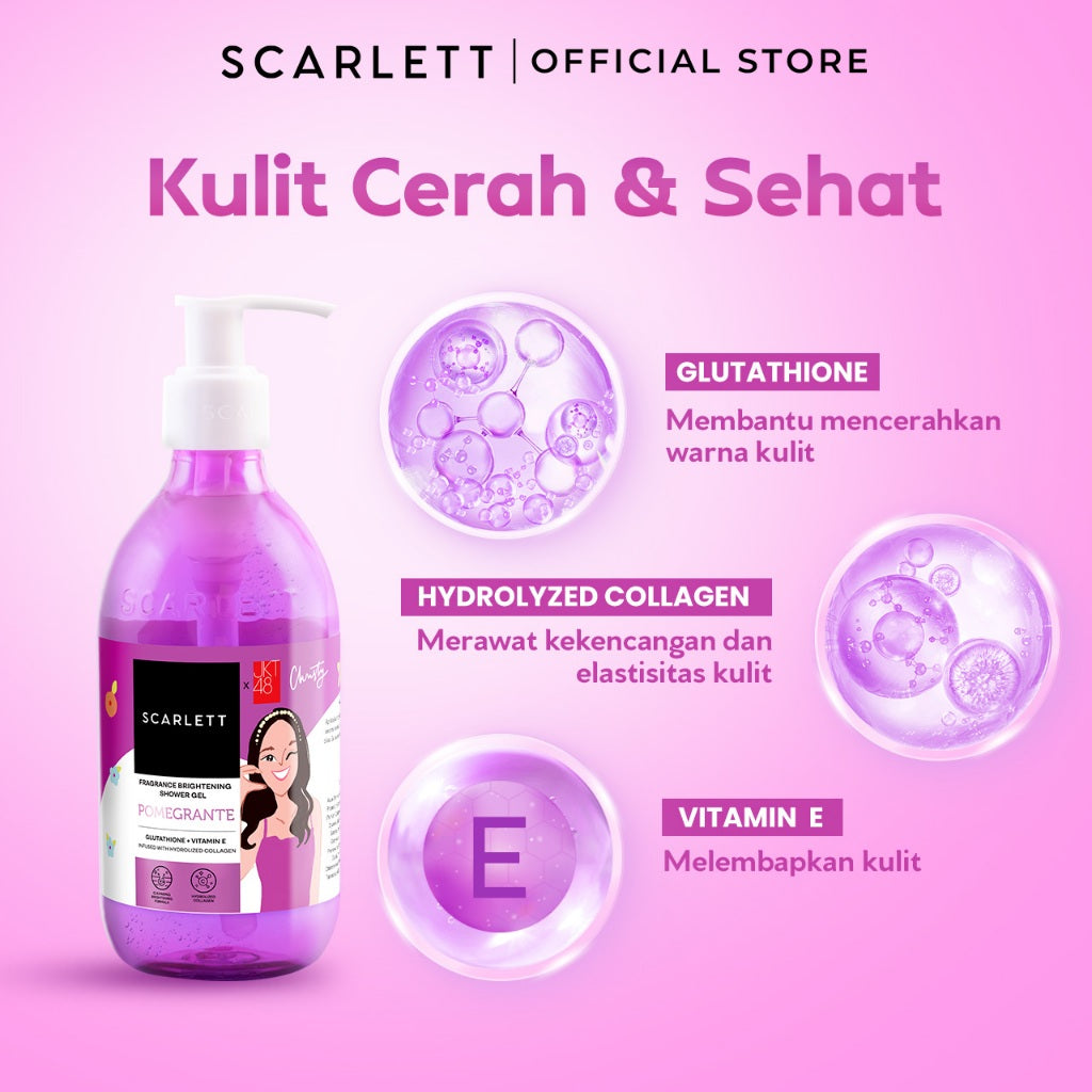 Scarlett Fragrance Brightening Shower Gel Pomegrante | Body Wash | Sabun Mandi Cair