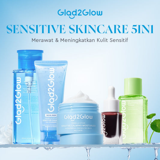 [SENSITIVE SET]Glad2Glow Bundle all in 1 - 2/3/4/5 PCS Tremella Vita B5 Sensitive Calming Moisturizer+Peeling Solution+Glad2Glow Tremella Vita B5 Sensitive Calming Gel Cleanser+Tremella Panthenol Sensitive Care Micellar Water g2glow official store