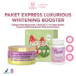 Noera Paket Express Luxurious Whitening Booster | Gluta ALA-C, Collagen Drink Improved Formula, & 5% ALPHA ARBUTIN Luxurious Whitening Booster Body Serum Essence