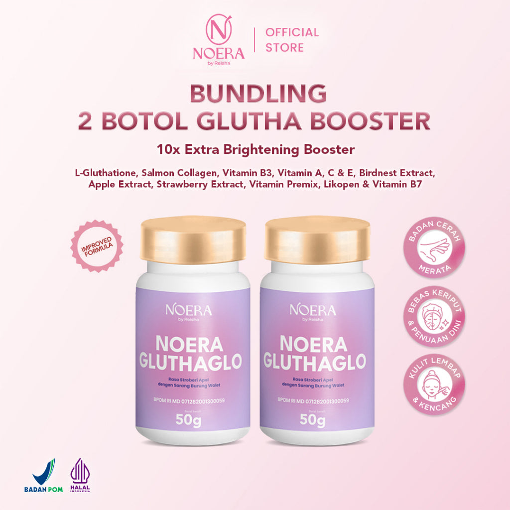 Noera Bundling 2 Box Glutha Booster 10x Extra Whitening Booster Impoved | Glutathione Powder Whitening Booster l  Glutathione Extra Boost