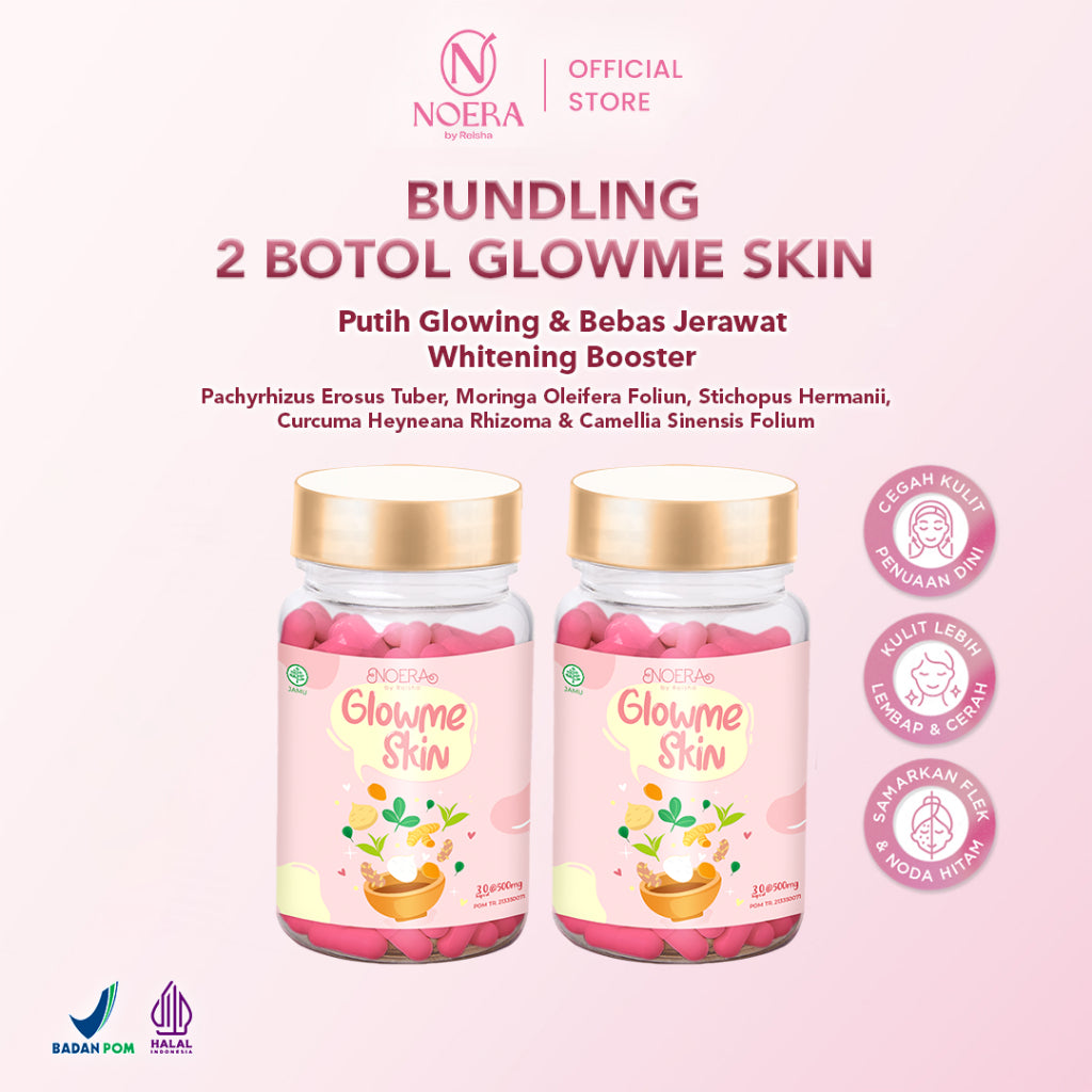 Noera Bundling 2 Box Brightening Capsule Improved Formula | Noera Glow Me Skin | Kapsul Pencerah Badan | Anti Acne Capsule | Kapsul Pencerah Obat Jerawat | Whitening Supplement