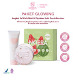 Noera Paket Glowing | Collagen Drink Improved Formula + Moisturizing Brightening Body Lotion + Lightening Body Scrub