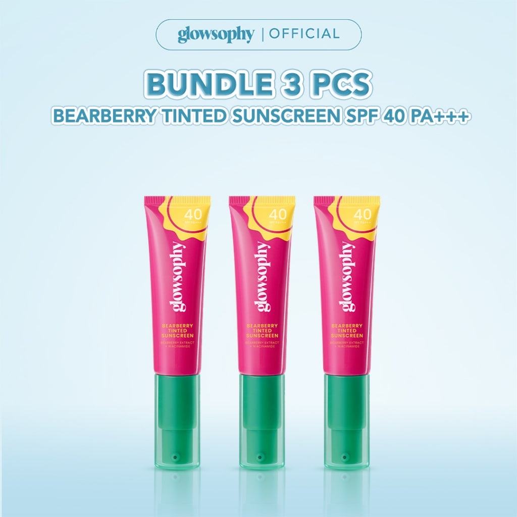 Glowsophy Bearberry Tinted Tone Up Sunscreen SPF 40 PA+++ 30ml Sunblock Cream Wajah Pelembab Skin Sunscreen Membantu Wajah Menyamarkan Pori-Pori Skin Tint Liquid Foundation All Skin Natural Matte Finish Makeup Primer Cepat Meresap Sunblock Cream Ringan