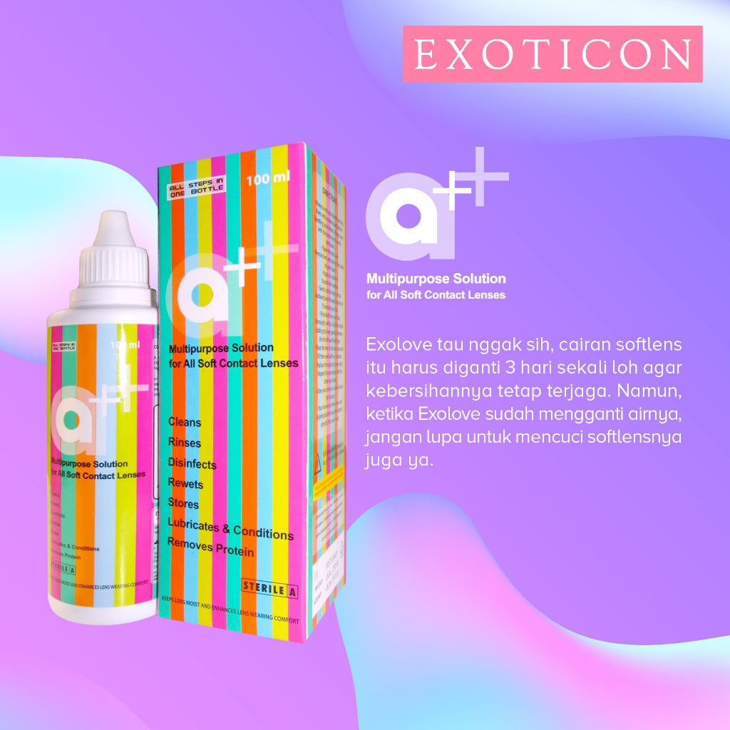 Exoticon Solution - Cairan Pembersih Softlens ukuran 60 ml, 100 ml, 150 ml | Tetes Mata A+ 10ml