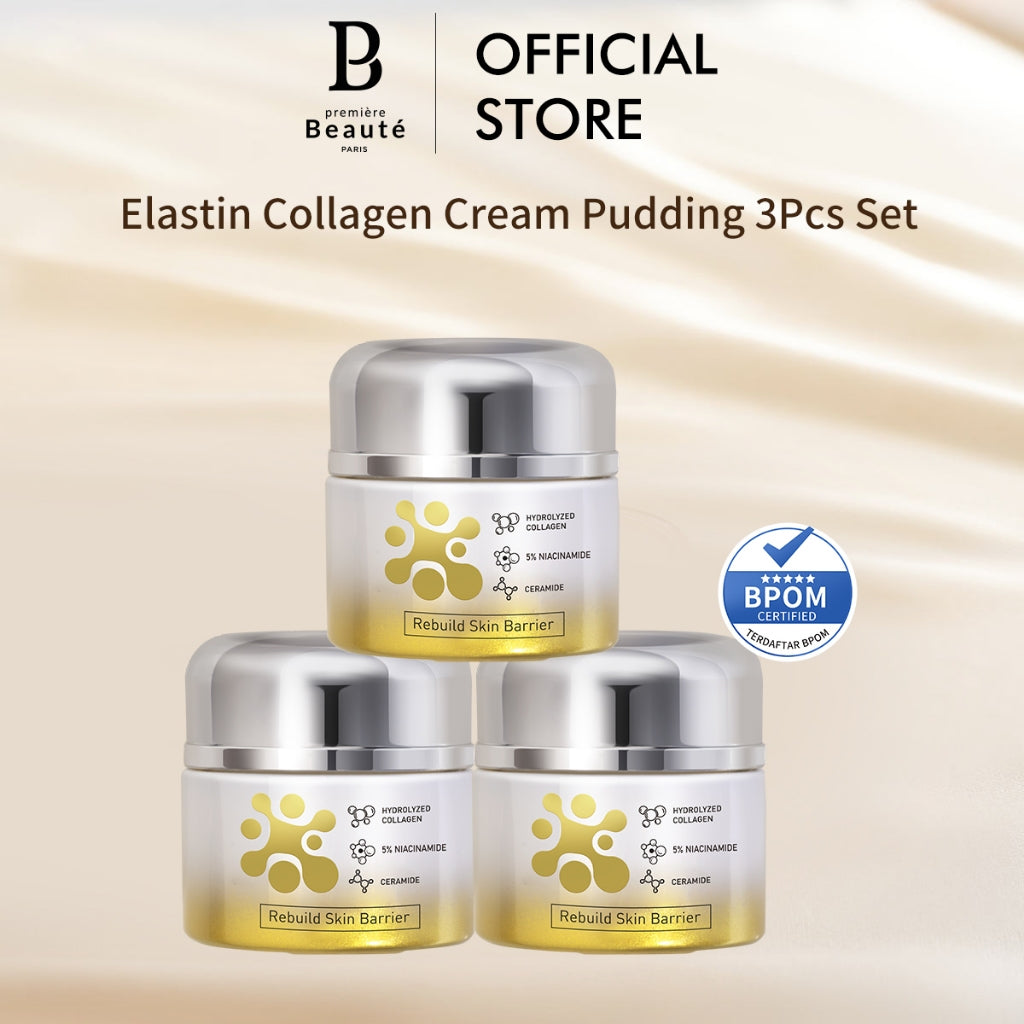 [Ready Stock] PREMIERE BEAUTE ELASTIN COLLAGEN Repair Cream Pudding 50G*3Pcs set DERMA CARE ANTI-AGING Whitening Remove melanin Tightening Moisturizing [BPOM]