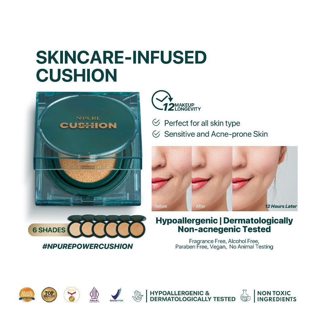 NPURE Centella Asiatica Flawless Matte Power Cushion dan Refill Cushion / Cushion Daily / Cushion matte / Refill Cushion