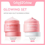 Glad2Glow Pomegranate Niacinamide Brightening Moisturizer Mencerahkan Pemutih Kulit Gel Pelembab Bercahaya Krim Siang dan Malam Perawatan Kulit Ekstrak Delima Asam Lemak Asam Delima Pelembab Esensi Wajah Perawatan Kulit  Pembersih  g2glow official store