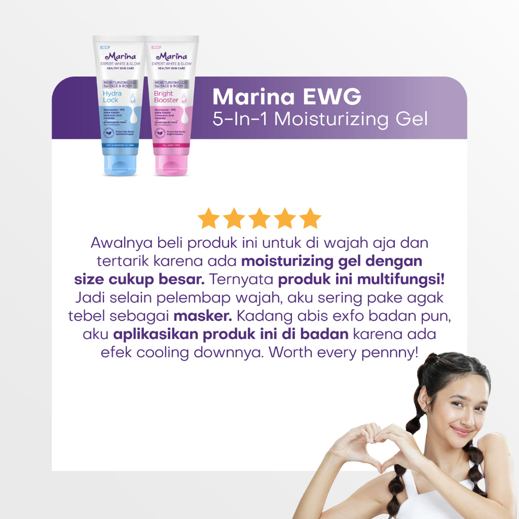 Marina Expert White & Glow Pelembap Gel Hydra Lock 170 ml [2 pcs] - Exp : 06.2027