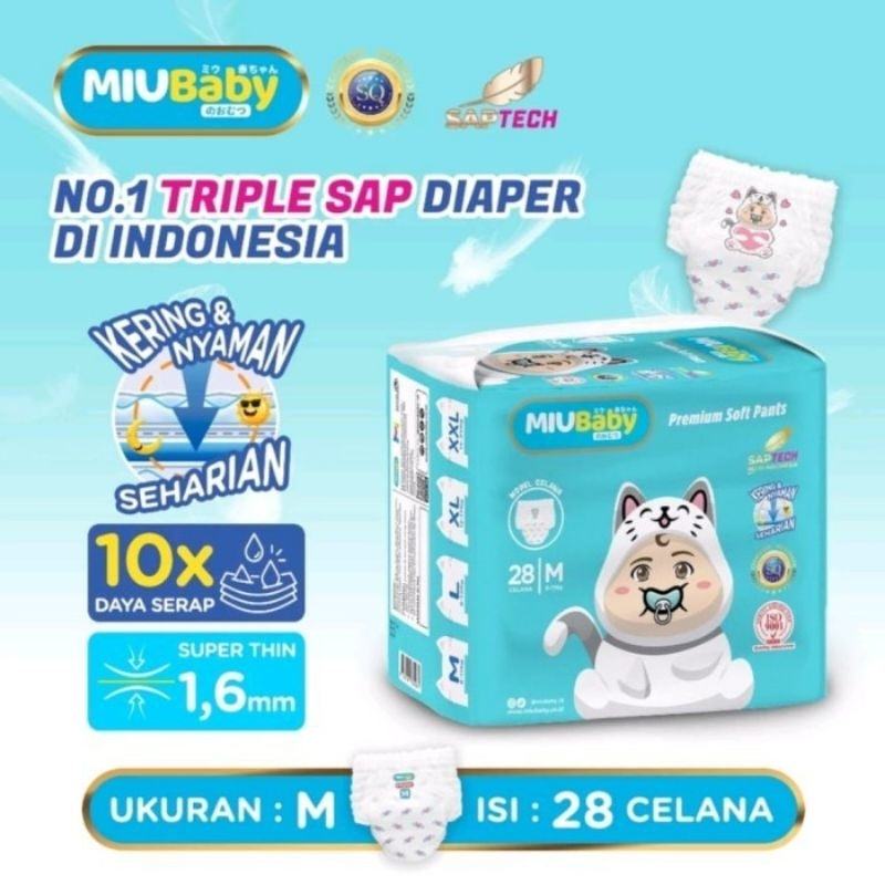 Miu Baby Popok Celana Bayi Premium Soft M-28
