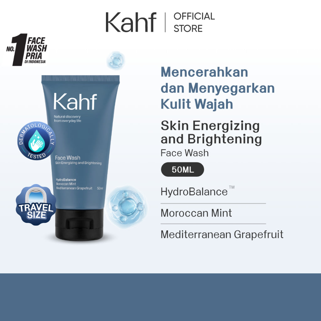 Kahf Face Wash Skin Energizing and Brightening 50 ml - Sabun Cuci Muka Pria untuk Mencerahkan Wajah - Suitable for Daily Use
