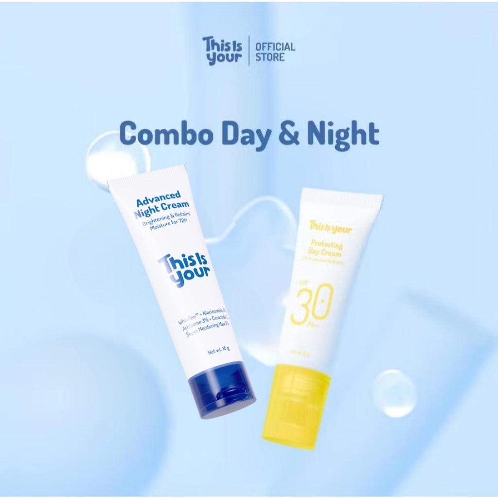 This is Your Combo Day & Night Cream | Protecting Day Cream, Advanced Night Cream | Perawatan 2pcs Cream Wajah Mengandung WhiteTen, SPF 30PA+++ untuk siang hari dan Ceramide, 5% Niacinamide, Actibiome untuk malam hari