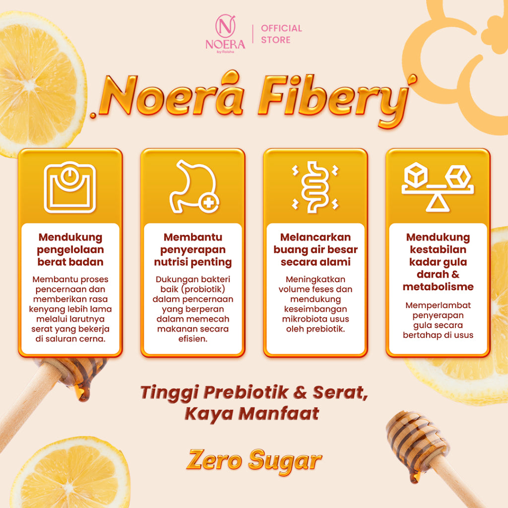 Noera Fibery Honey & Lemon isi 15 Pcs | Fiber & Probiotics Drink | Minuman Serat Rasa Buah