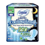 Charm Cooling Fresh Pembalut Wanita Wing Malam Ekstrak Daun Mint 29 cm 10 pcs