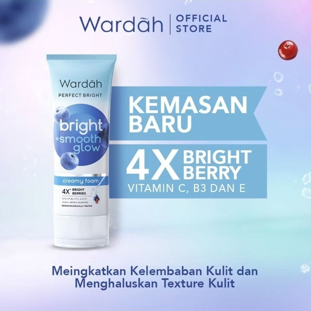 Wardah Perfect Bright Smooth Glow Pembersih Wajah Creamy Foam Berries 100 ml