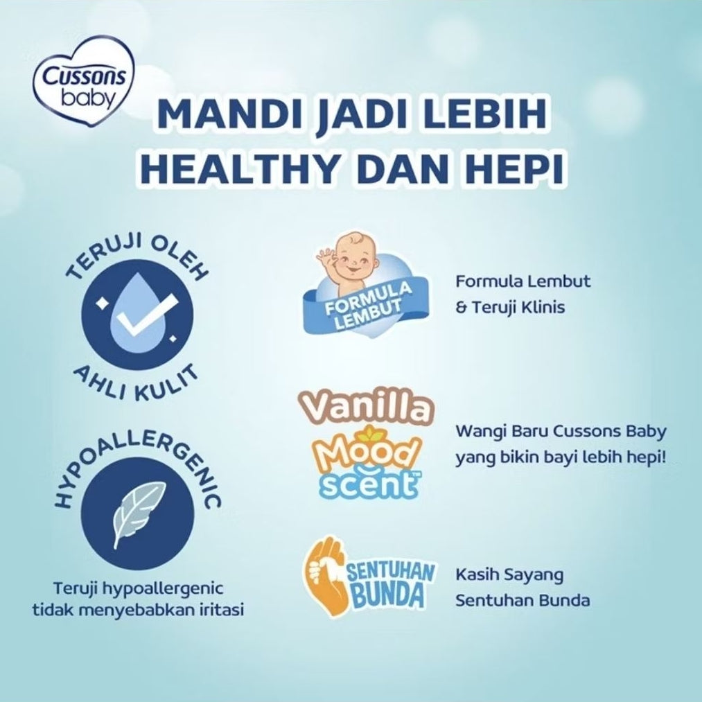 Cussons Baby Mild & Gentle Sabun Mandi & Sampo Bayi Vanila Refill 375 ml