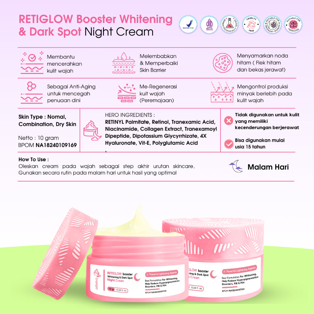 ADLEEVA - [DAPAT 2] Daylight Sunscreen - Night Cream (Acne / whitening)
