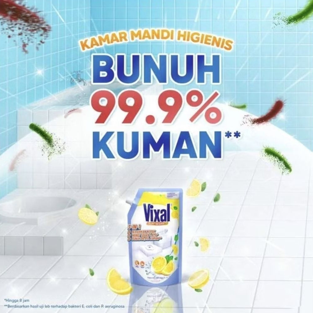 Vixal Kuat Segar Pembersih Kamar Mandi Lemon Refill 600 ml