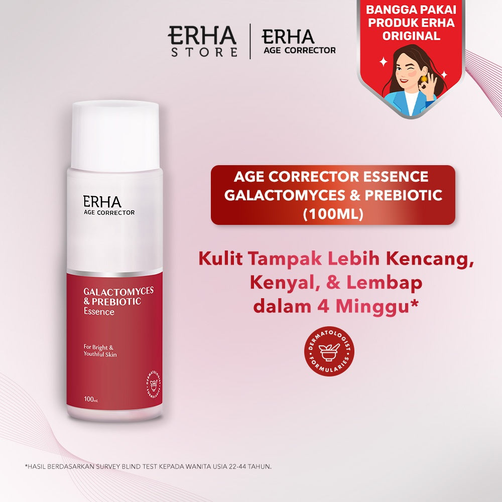 ERHA Age Corrector Galactomyces & Prebiotic Essence 100g - Essence Anti Aging | Melembabkan | Mengencangkan | Menghaluskan | Meningkatkan Hidrasi