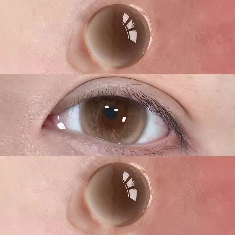 softlens minus: (0~-6.00) lensa kontak coklat muda super natural Yearly Use 14.2mm contact lenses