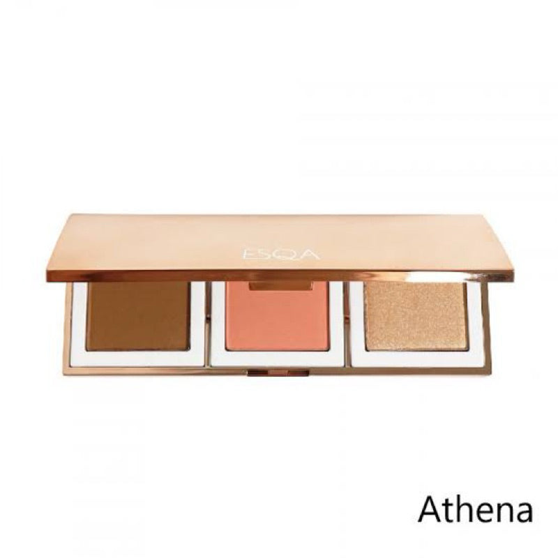 ESQA TRIO GODDESS CHEEK PALETTE CONTOUR BRONZER BLUSH ON HIGHLIGHTER BPOM ATHENA APHRODITE