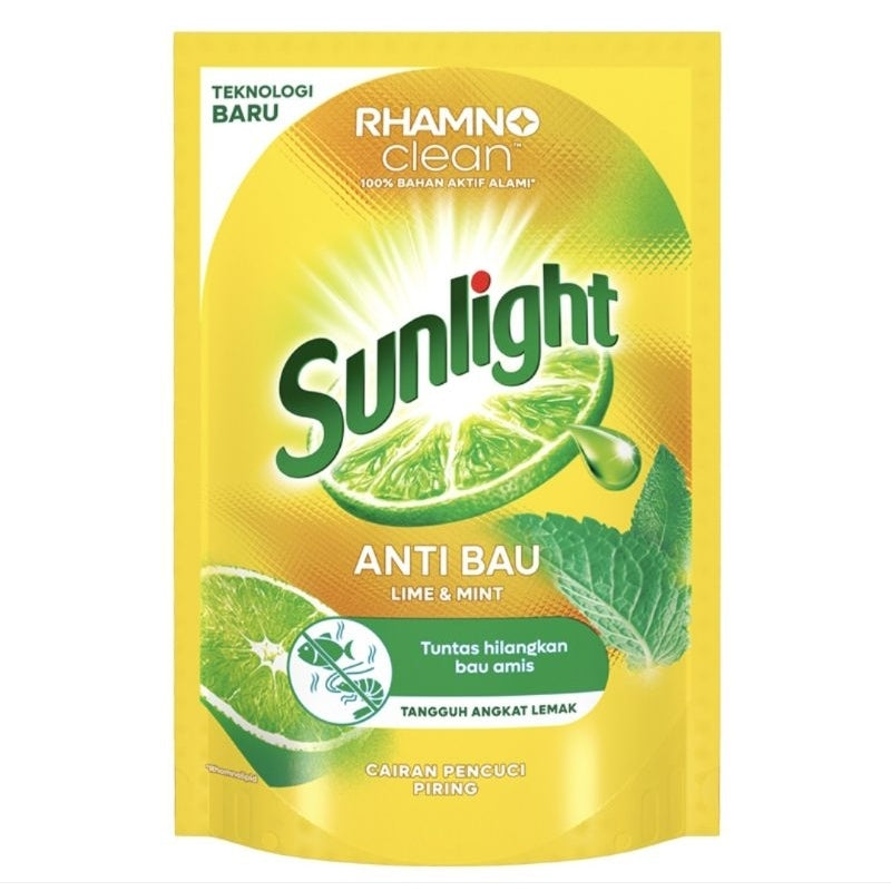 Sunlight Anti Bau Sabun Cuci Piring Lime & Mint Refill 600 ml