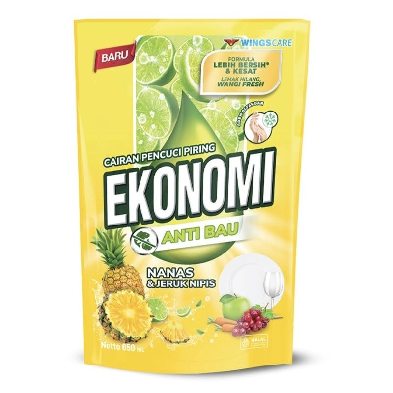 Ekonomi Sabun Cuci Piring Nanas & Jeruk Nipis Anti Bau Refill 650 ml
